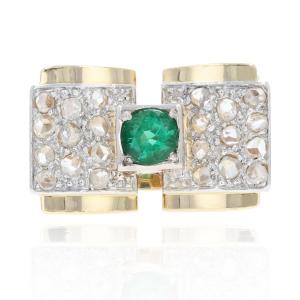 Emerald And Diamond Tank Ring