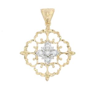 Pendentif Diamants Ors Jaune Et Blanc Arabesques