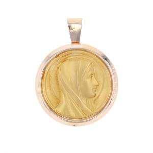 Médaille Or Jaune Et Rose Vierge Marie Auréolée