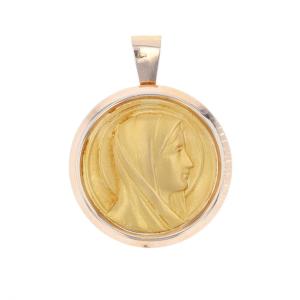 Médaille Or Jaune Et Rose Vierge Marie Auréolée