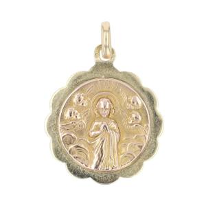 Médaille Or Jaune Et Or Rose Christ Entouré d'Anges