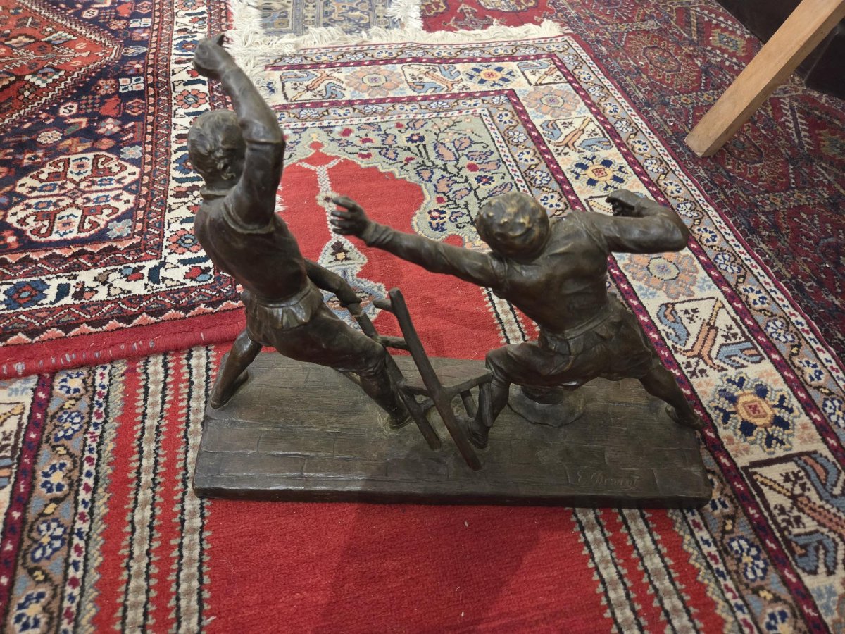 sculpture bronze edouard drouot la rixe-photo-3