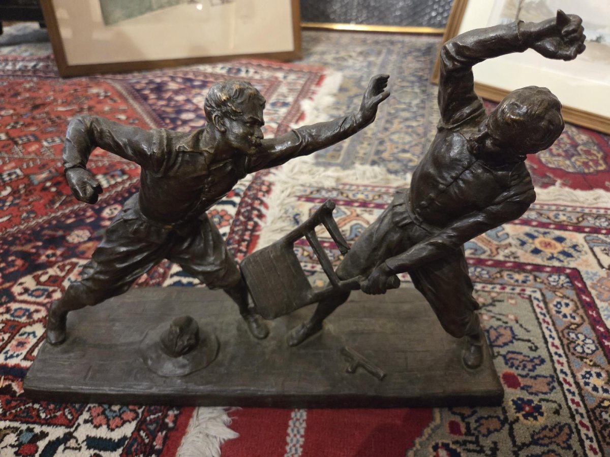 sculpture bronze edouard drouot la rixe-photo-4