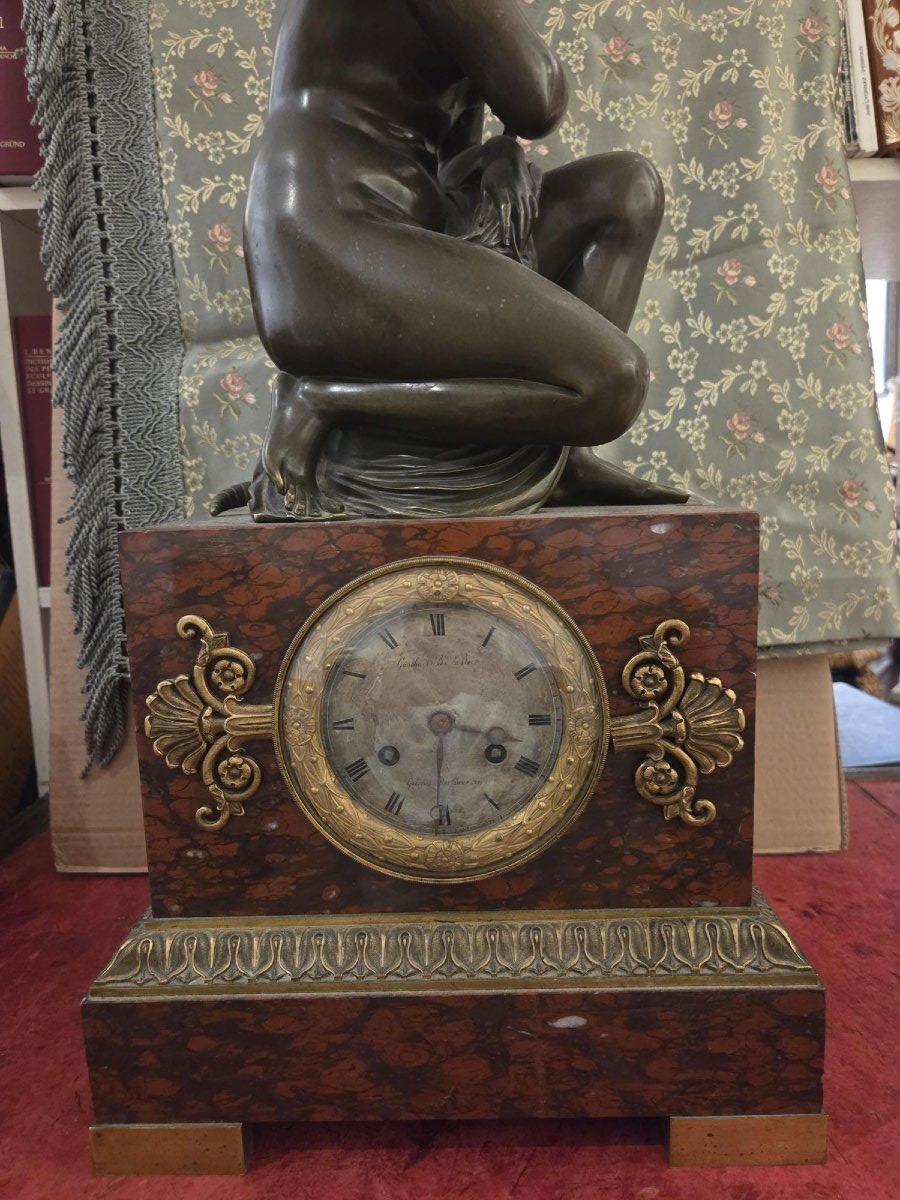 Charles X-era Marble And Bronze Clock-photo-2