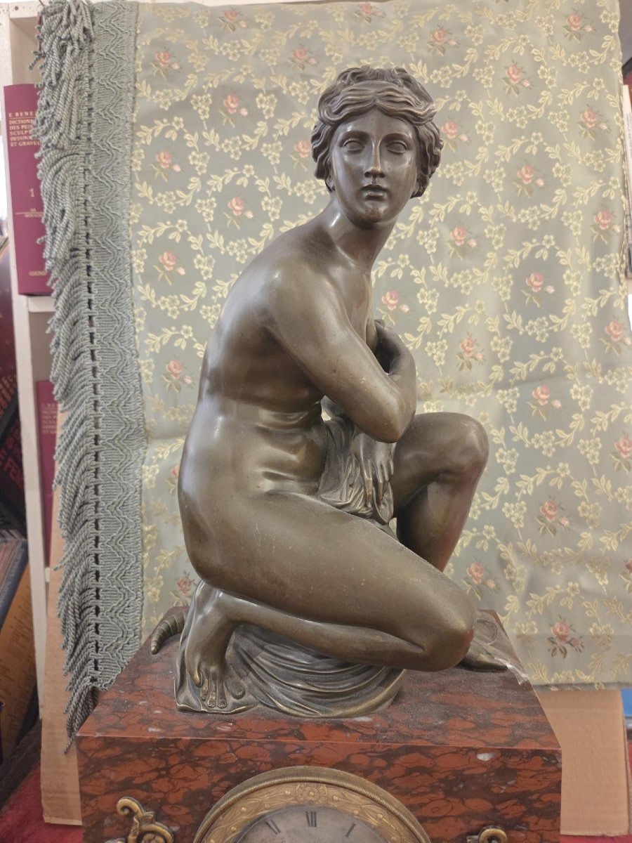 Charles X-era Marble And Bronze Clock-photo-3