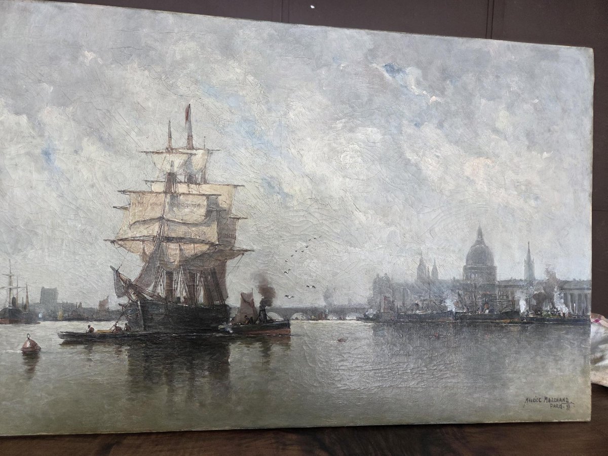 la tamise et vue de la cathédrale st Paul Londres 1897 