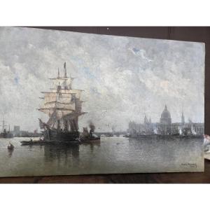 la tamise et vue de la cathédrale st Paul Londres 1897 