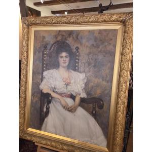 R.E.Morrison portait de jeune fille datée 1898