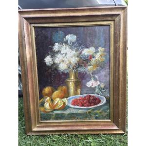 fleurs et framboise huile Antoine Marzot
