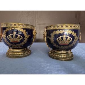 Pair Of Crowned Casserole Dishes