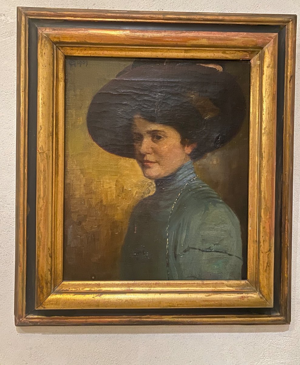 Ancienne Carte Postale 1909 Véritable Photo De Jeune Femme En Bonnet