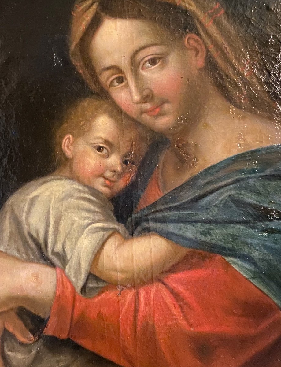LES POULETTES BIJOUX - Pendentif Nacre Ronde Vierge à L'Enfant - Collier Élégant Créateur