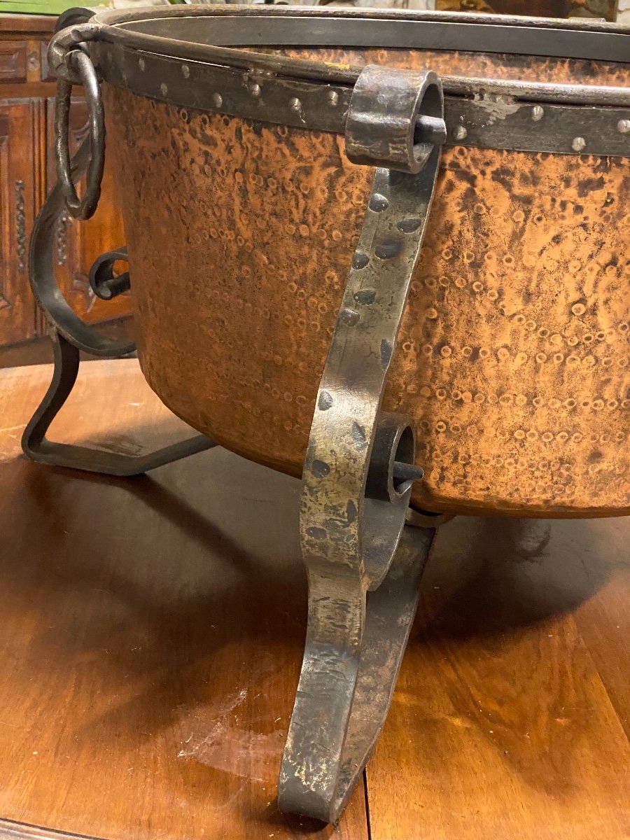 Chaudron En Cuivre Traditionnel Avec Manche En Fer - Marmite Authentique Pour Cuisine Et Décoration