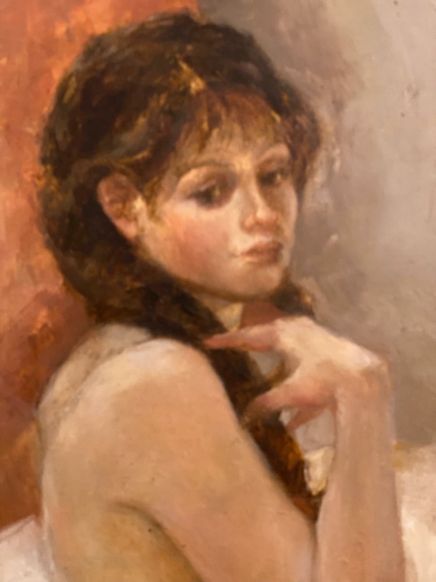 Portrait   De Femme Nue     Vue De  Profil   Plein De Charme   Signé  Mashajeva  Artiste Russe-photo-4