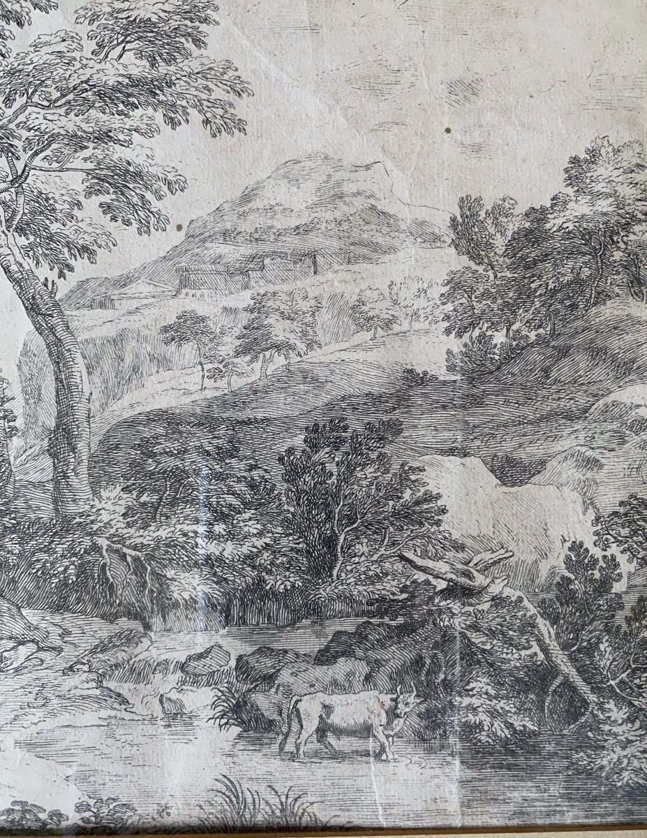 17th Century Print Shepherdess Near The Shepherd Playing Une Flute  Dated  Paris 1792-photo-3
