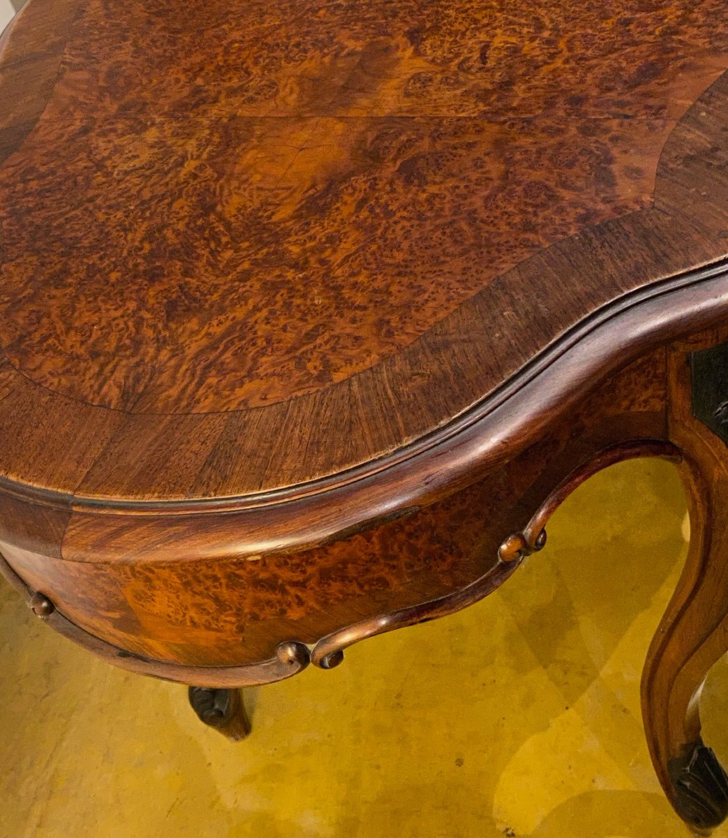 Table Violon  De Salon époque  Napoléon III  En Palissandre  à Deux Tiroirs XIX è-photo-5