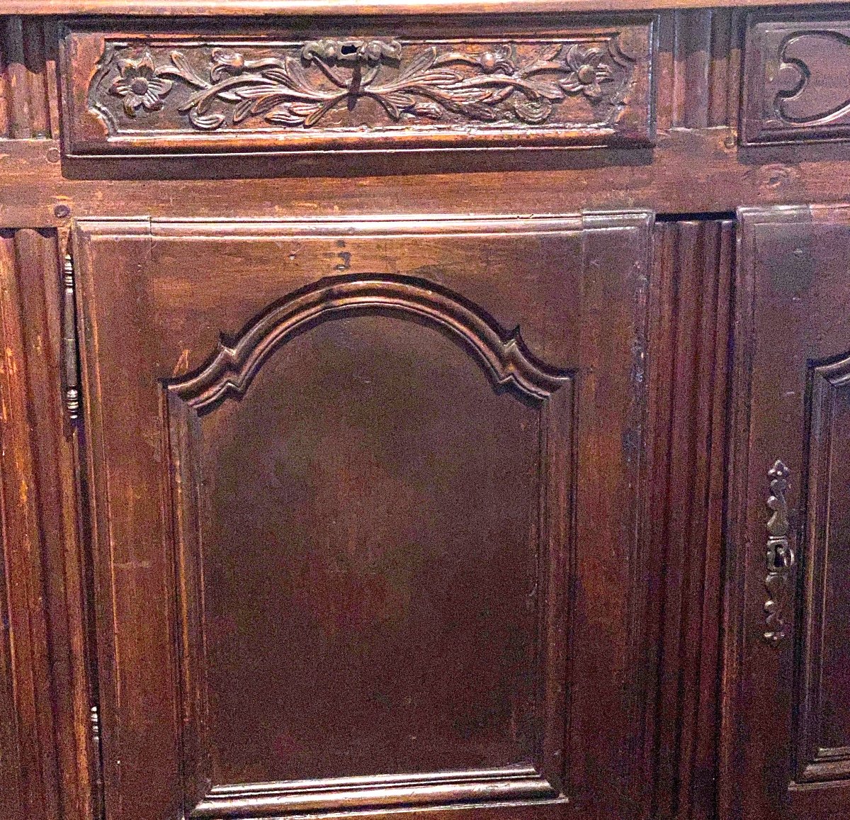 Chateau Sideboard Early 18th Century With Three Carved Drawers And Three Molded Doors-photo-2