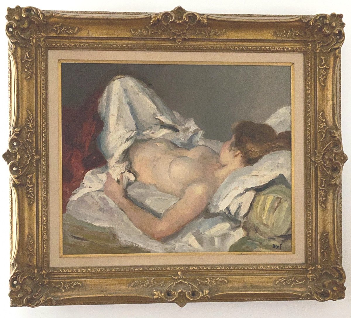Tableau   Impressionniste Nu allongé    de    Marcel Dyf   1899-1985-photo-3