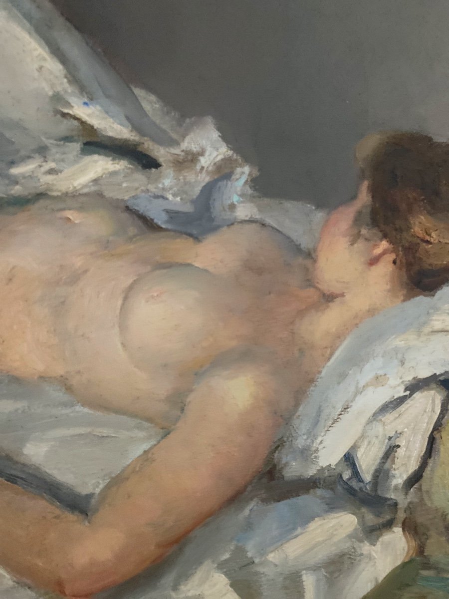 Tableau   Impressionniste Nu allongé    de    Marcel Dyf   1899-1985-photo-1