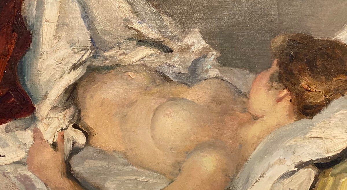 Tableau   Impressionniste Nu allongé    de    Marcel Dyf   1899-1985-photo-4