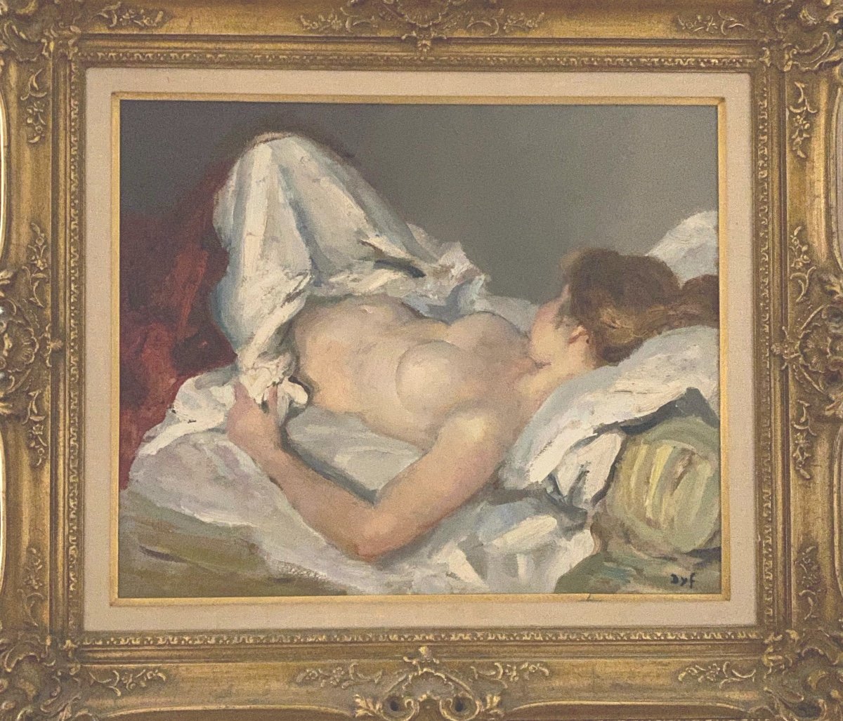 Tableau   Impressionniste Nu allongé    de    Marcel Dyf   1899-1985-photo-6