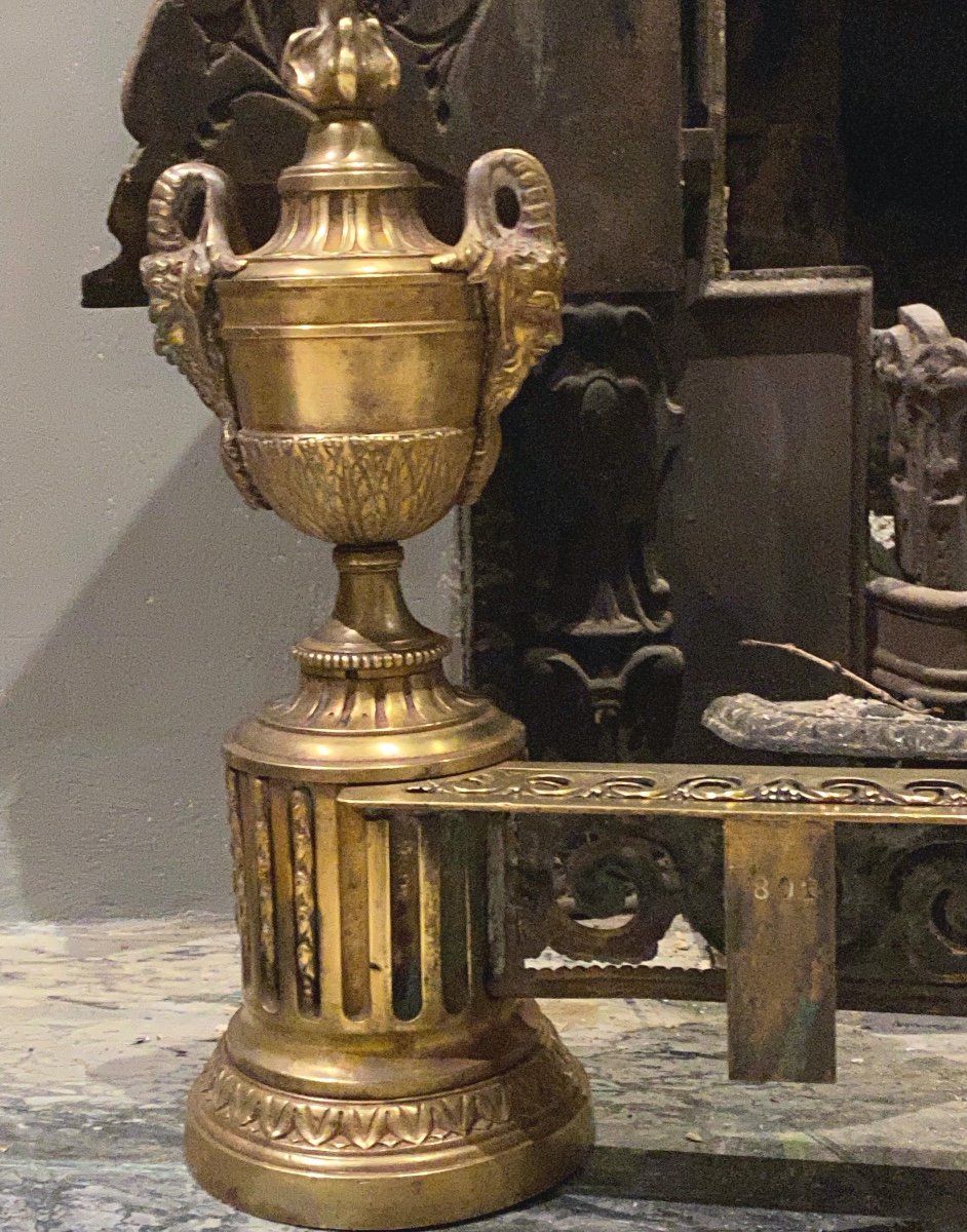 Paire De Chenêts  En Bronze   époque  Louis XVI-photo-3