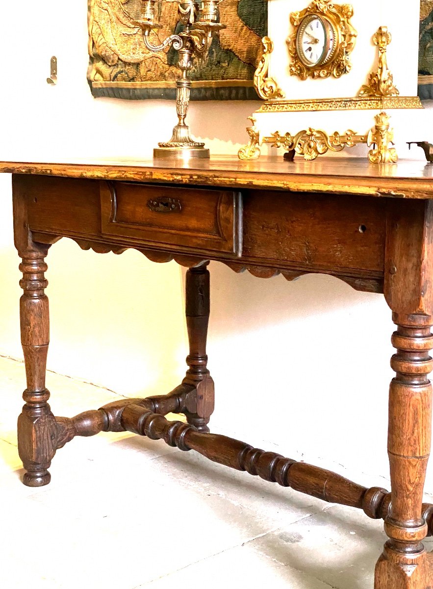 Louis XIII Period Desk Table In Chestnut-photo-2