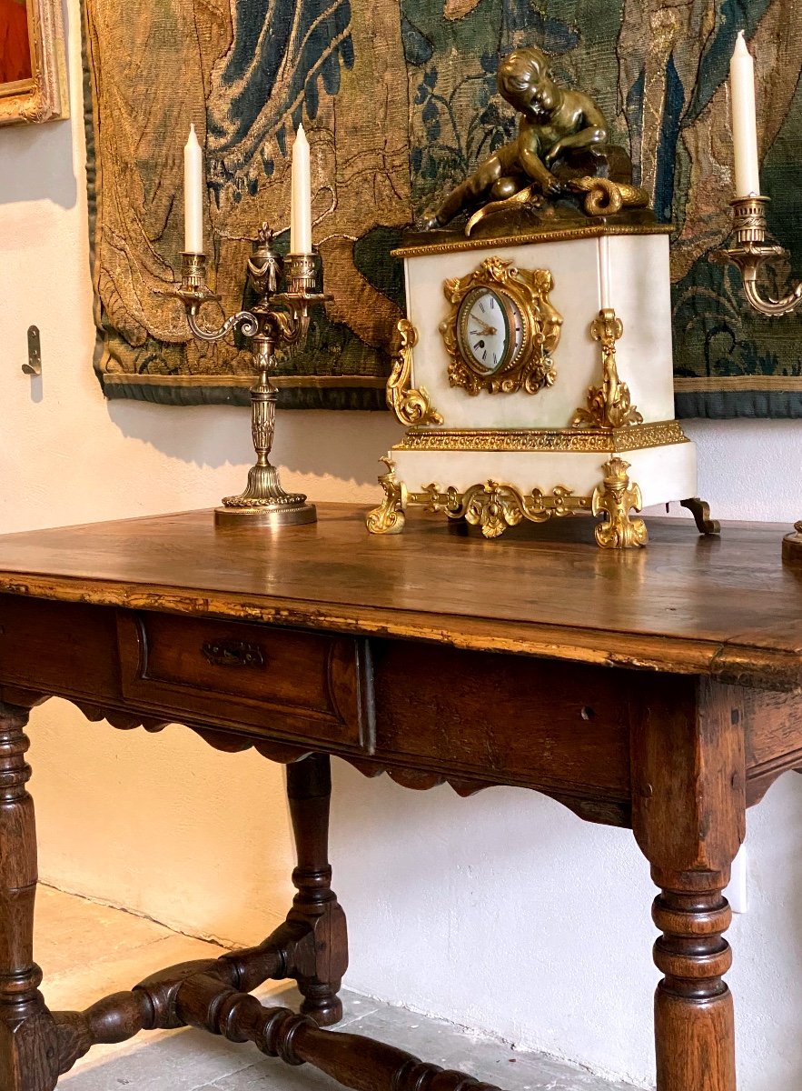 Louis XIII Period Desk Table In Chestnut-photo-3