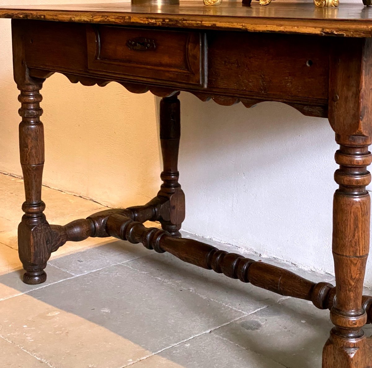 Louis XIII Period Desk Table In Chestnut-photo-4