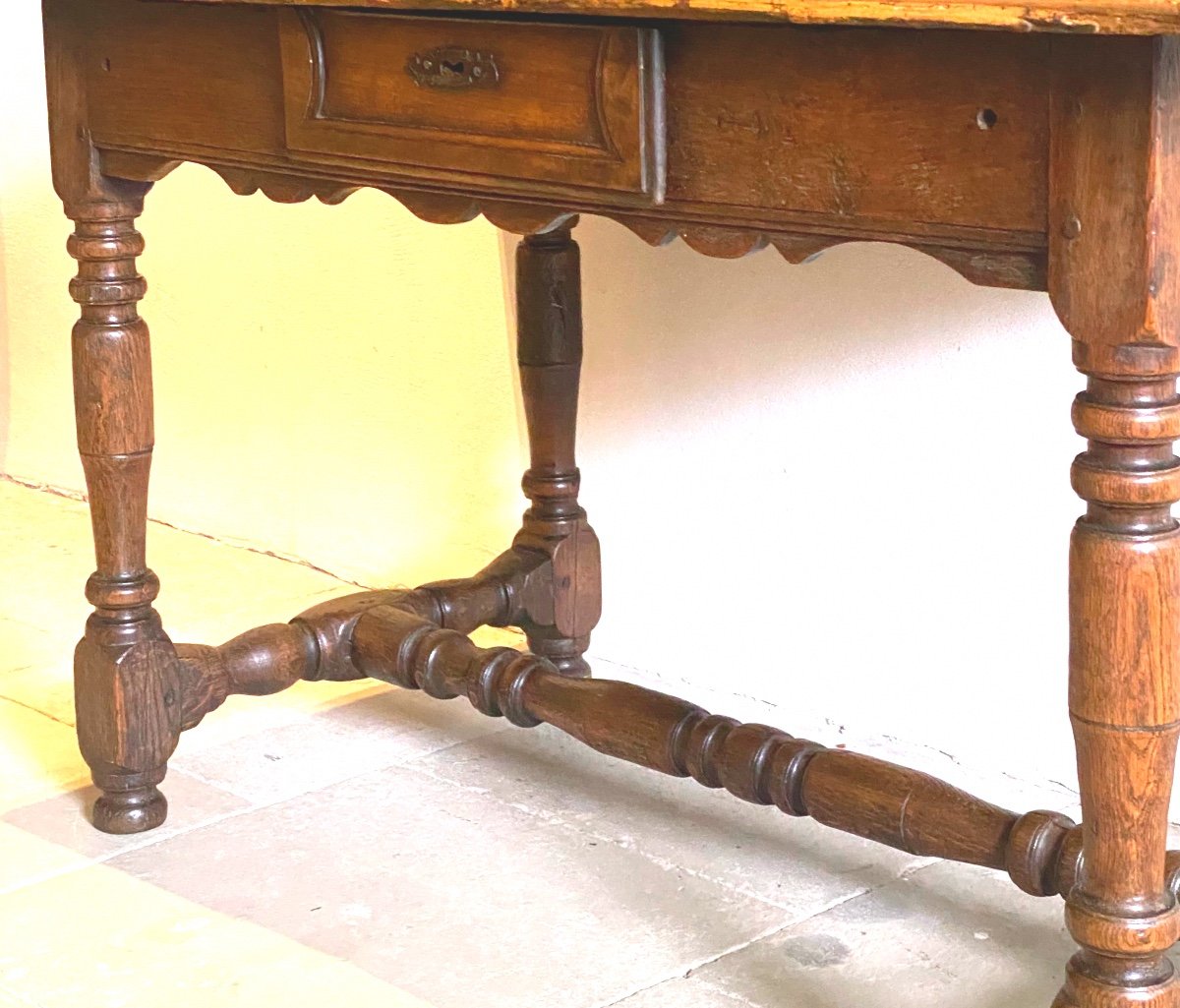 Louis XIII Period Desk Table In Chestnut-photo-5
