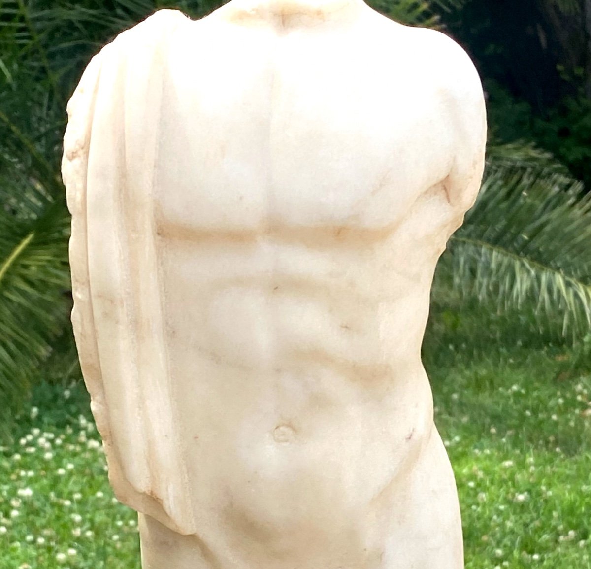 Male Torso. In White Marble In The Antique-photo-3