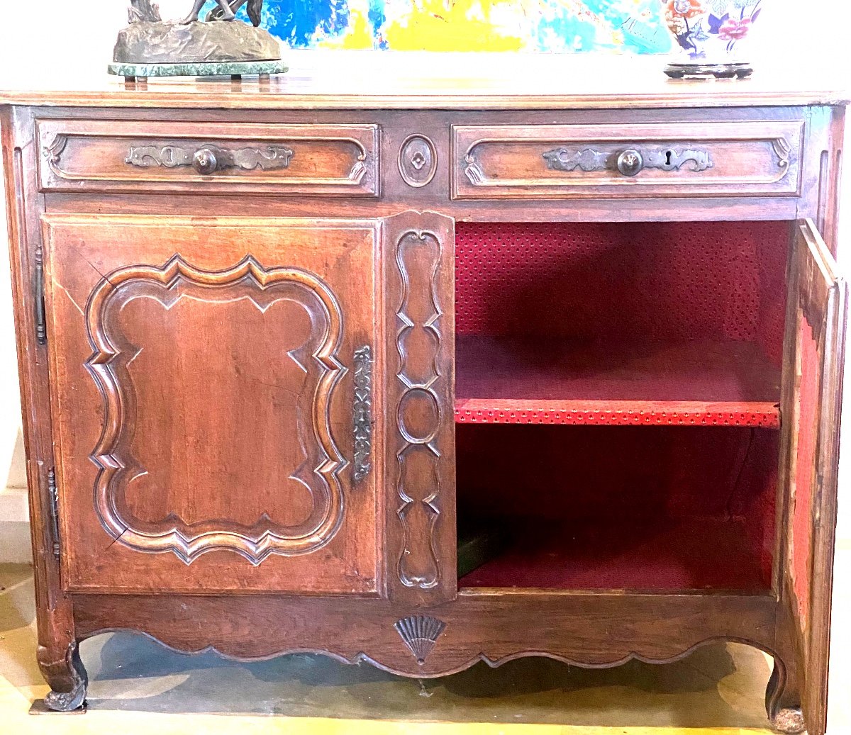 Buffet. In Solid Walnut With Two Leaves Two Drawers Period XVIII Eme-photo-2