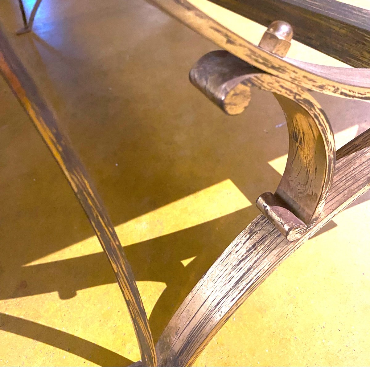 Coffee Table In Red Griotte Marble On Two Patinated Gilt Bronze Supports-photo-1