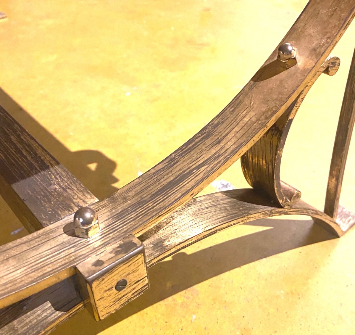 Coffee Table In Red Griotte Marble On Two Patinated Gilt Bronze Supports-photo-2