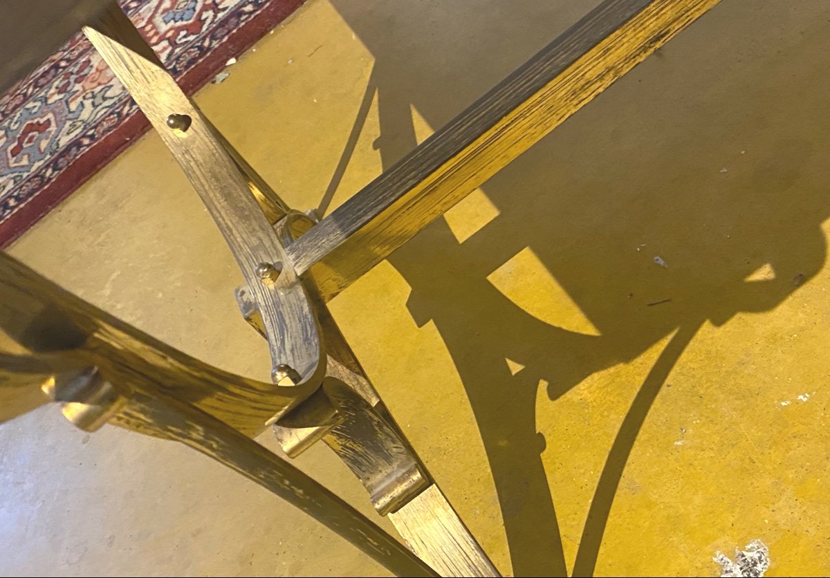 Coffee Table In Red Griotte Marble On Two Patinated Gilt Bronze Supports-photo-5