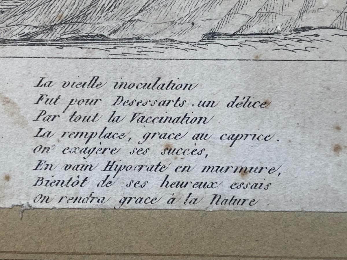 Estampe Peinte  La Vaccine En Voyage      Chez  Depeuille   Graveur  à Paris  1795/ 1800-photo-4