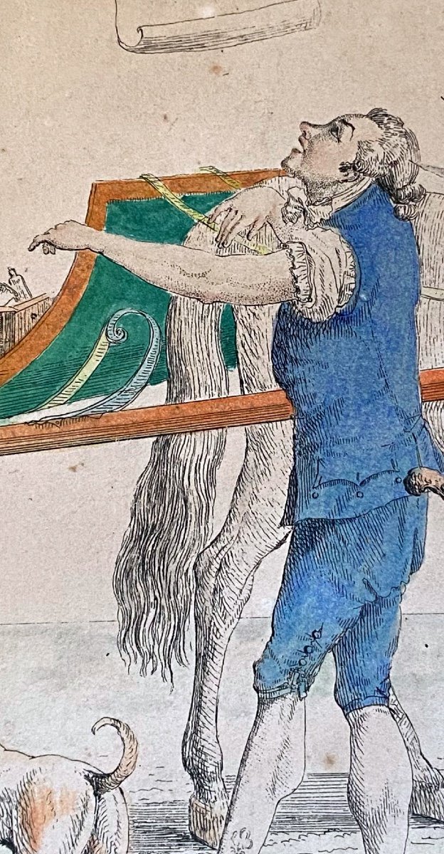 Estampe Peinte  La Vaccine En Voyage      Chez  Depeuille   Graveur  à Paris  1795/ 1800-photo-4