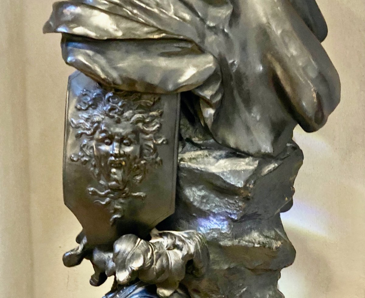 Sculpture En Bronze  XIX è    De Hercule   patiné noir     Signée  Math. Moreau   -photo-8