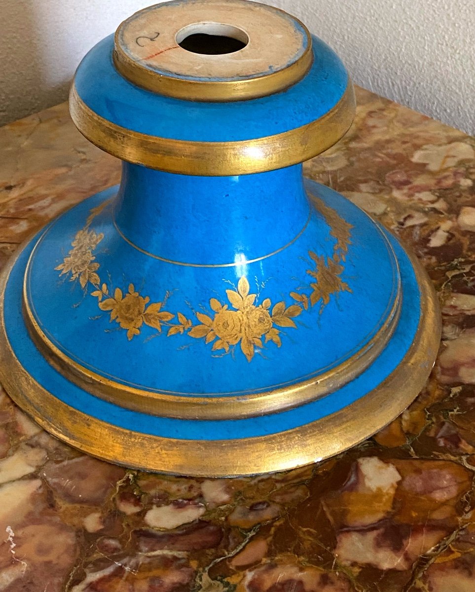 Sevres Blue Celeste Vase, Le Triomphe Des Arts Signed L In Double L Crossed Crowned-photo-1
