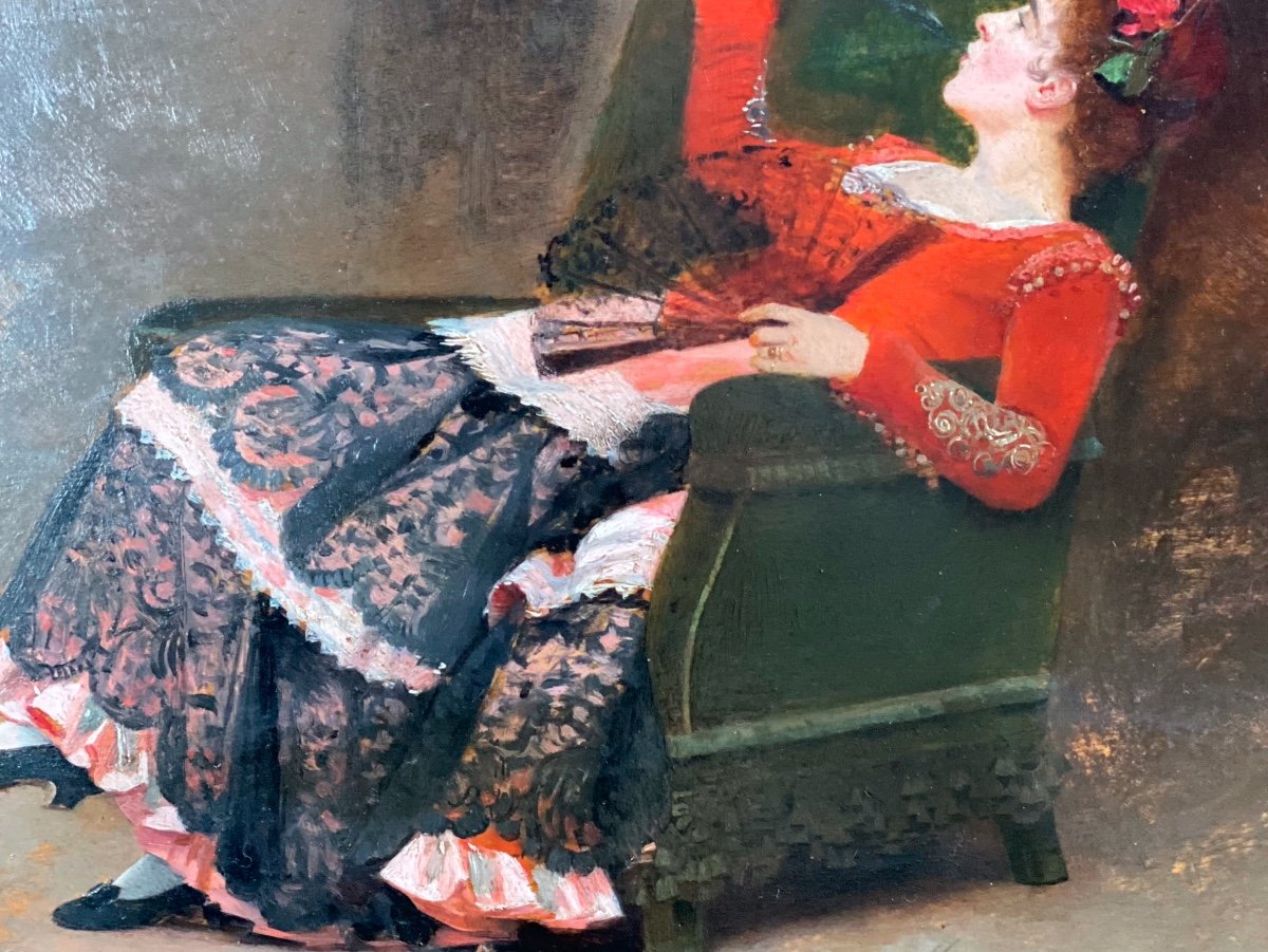 Peinture  De Genre   Sur Panneau En Bois     Signé  Jean Georges   Vibert  XIX  ème-photo-2