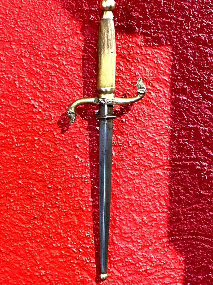 Venerie Dagger 19th Century With Its Scabbard, Horn Handle On Decorated Reversed Quillon-photo-2