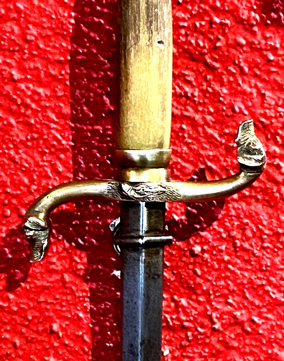 Venerie Dagger 19th Century With Its Scabbard, Horn Handle On Decorated Reversed Quillon-photo-4
