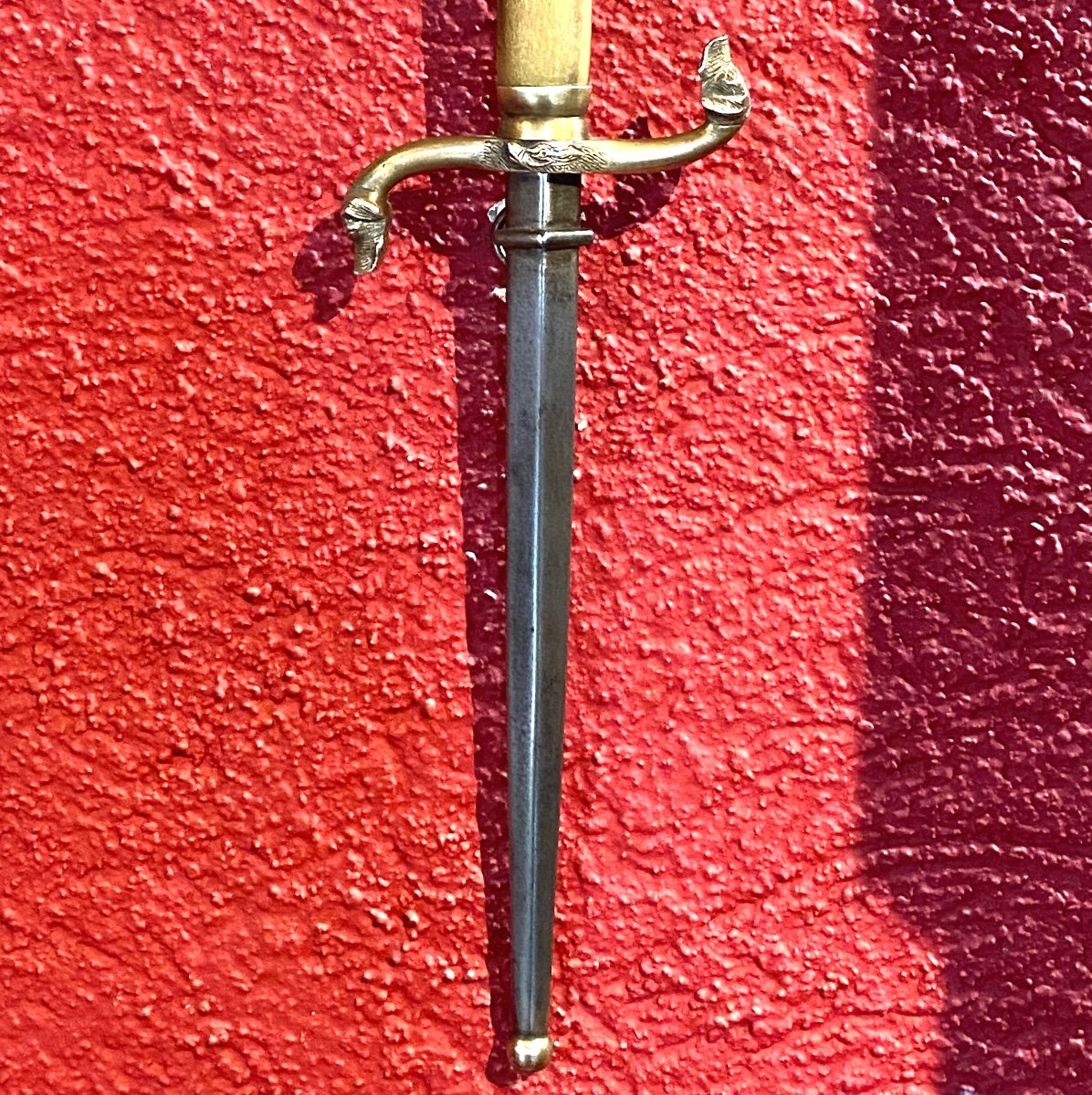 Venerie Dagger 19th Century With Its Scabbard, Horn Handle On Decorated Reversed Quillon-photo-5