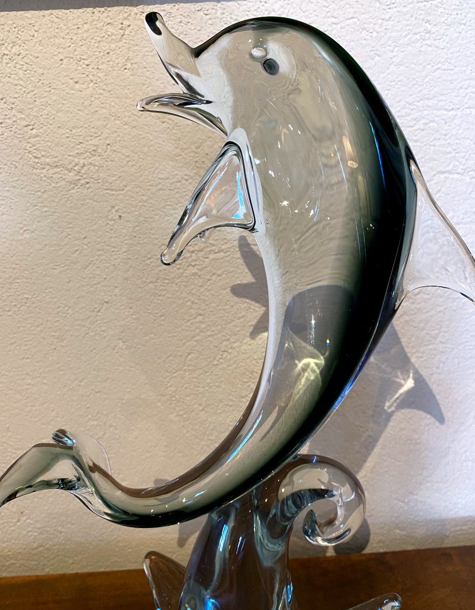 Dolphin On The Wave Sculpture Arte Di Murano-photo-2