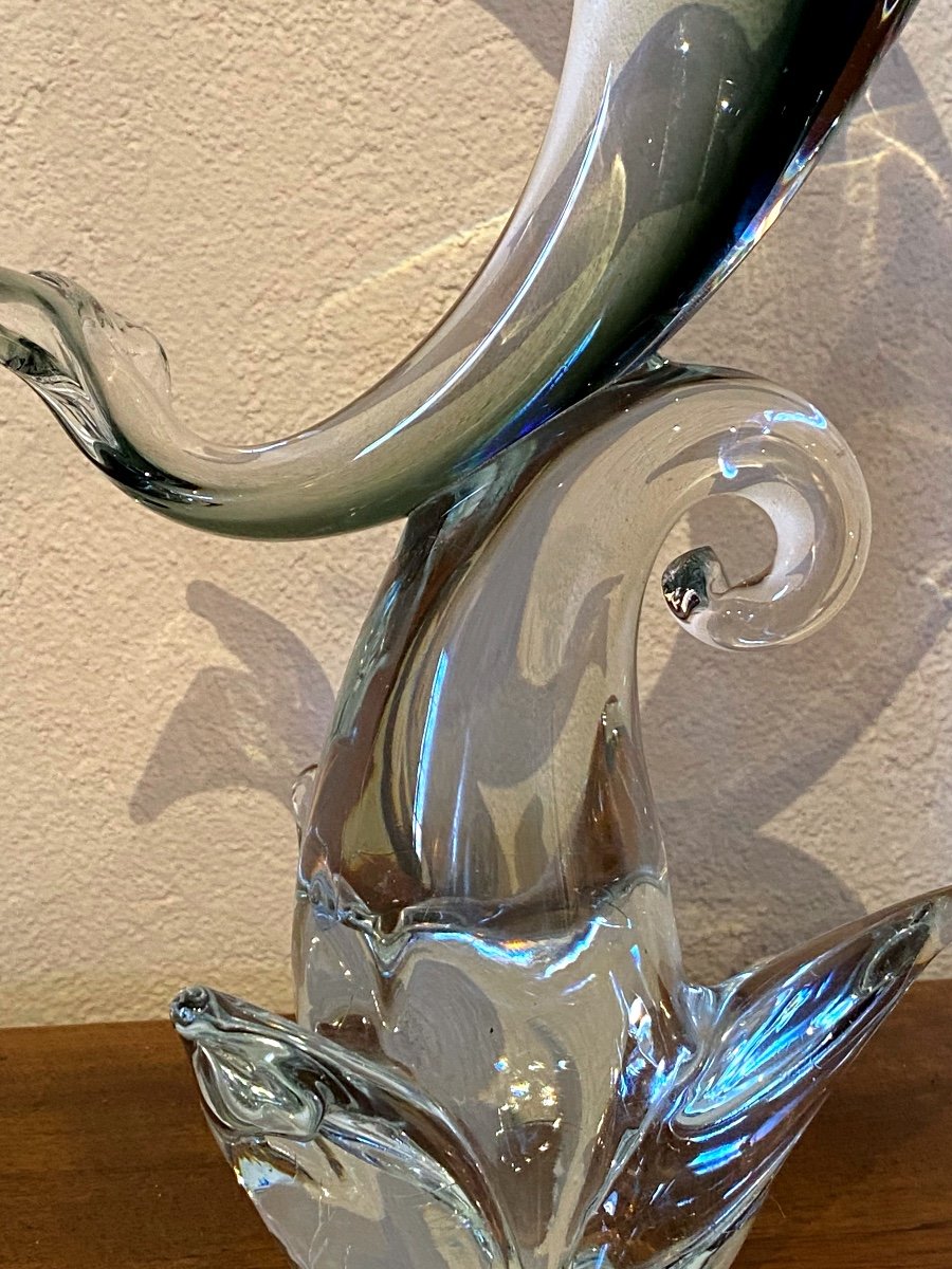 Dolphin On The Wave Sculpture Arte Di Murano-photo-3