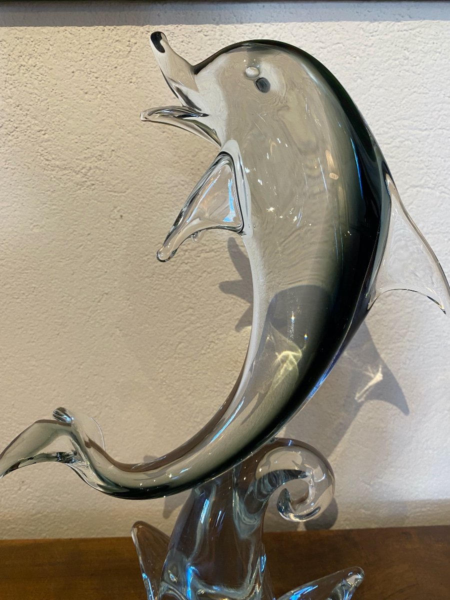 Dolphin On The Wave Sculpture Arte Di Murano-photo-1