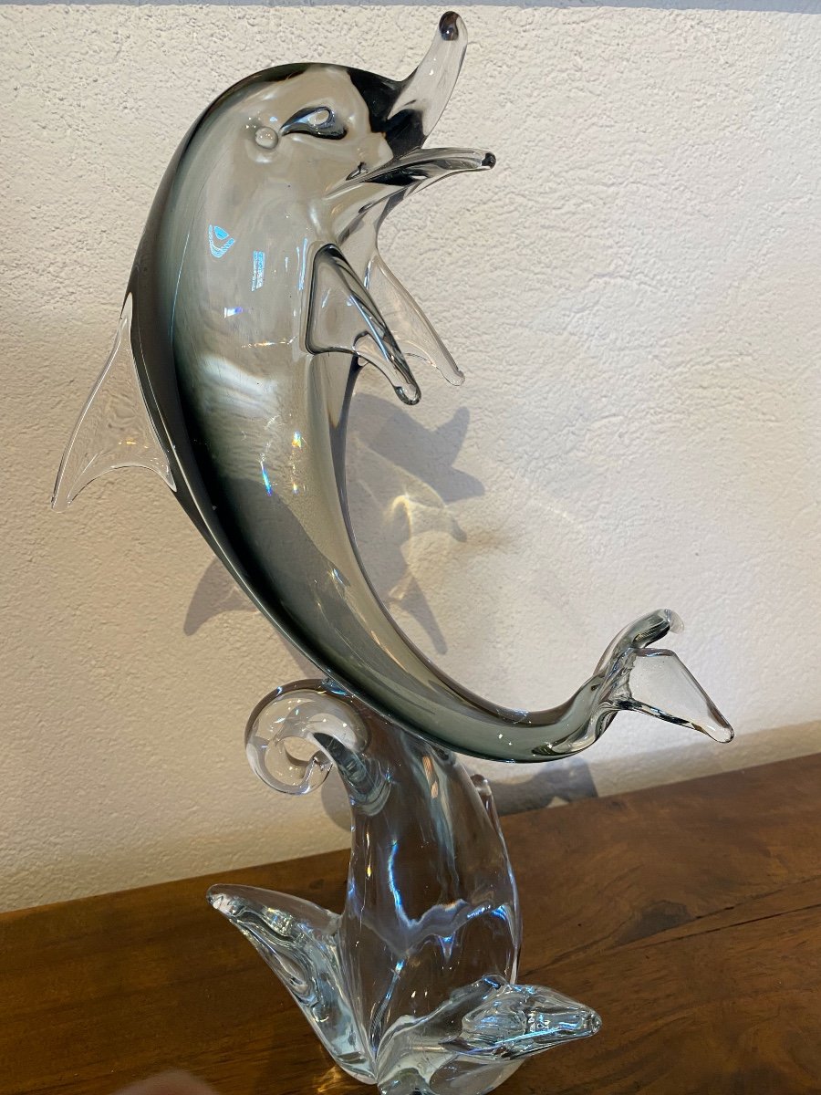 Dolphin On The Wave Sculpture Arte Di Murano-photo-2