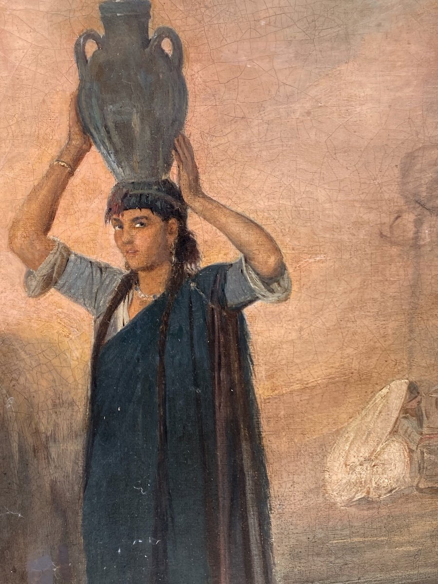 Orientalist Scene Women Using Water At The Fountain Of An Oasis Attr: A. Clement-photo-3
