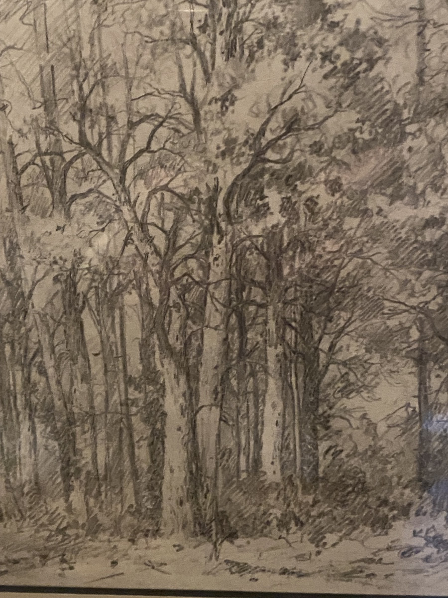 Dessin.  original  De Isaac. Levitan   Paysagiste Russe   certificat d'expertise notarié-photo-2