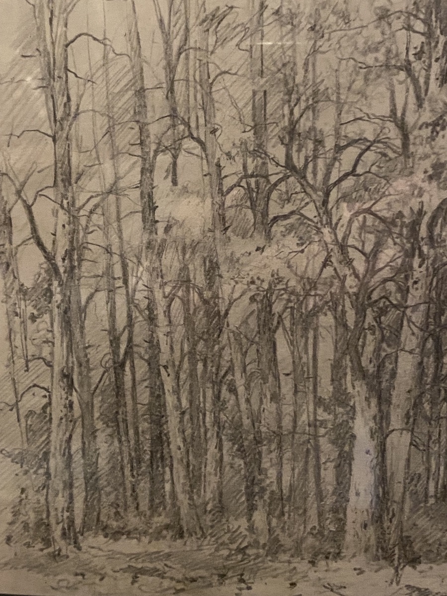 Dessin.  original  De Isaac. Levitan   Paysagiste Russe   certificat d'expertise notarié-photo-3